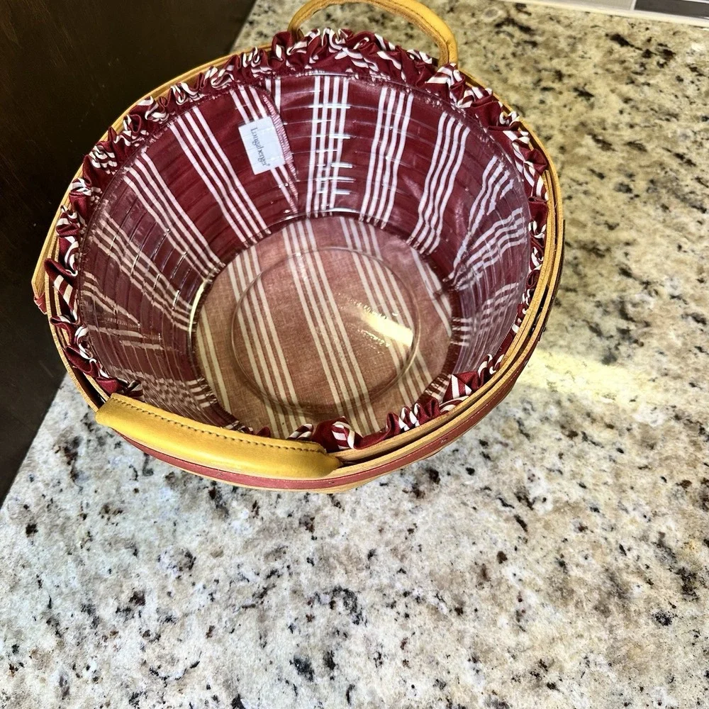 Longaberger Christmas Collection 1999 Edition Popcorn Basket Liner Protector Red